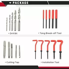 438077638188 ATPEAM Thread Repair Tool Hss Drill Bits Taps #2