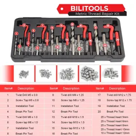 974676371914 BILITOOLS Thread Repair Hss Drill Helicoil Kit #2