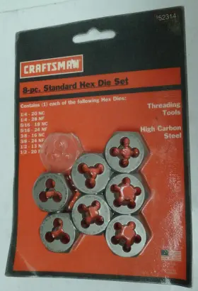 52314 CRAFTSMAN Standard Hex Die Set Threading Tool Nos
