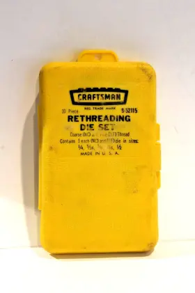 Craftsman 9-52115 Vintage Rethreading Die Set Coarse Thread 9 Pc 3/16 Inch - 1/2 Craftsman 9-52115 Vintage Rethreading Die Set Coarse Thread 9 Pc 3/16 Inch - 1/2