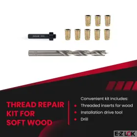 847554042342 E-Z LOK Hex Thread Repair Wood Flanged Inserts #2