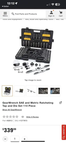 82812A-07 GEARWRENCH Gear Tap Die Combination Wrench Set