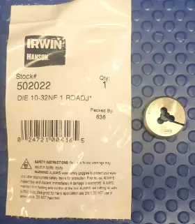 502022 IRWIN Nf Hss Od Round Die Hanson