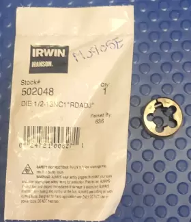 502048 IRWIN Hss Od Round Die Hanson