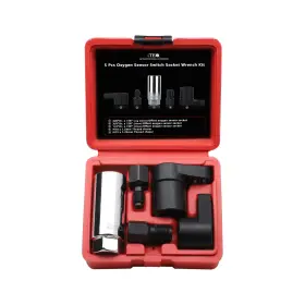 Iteq It017 5 Pcs Automotive Oxygen Sensor Socket Wrench 7/8 Inch 3/8 1/2 Black White