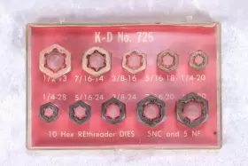 NO.725 K-D MANUFACTURING CO Set Hex Nut Rethreader Dies