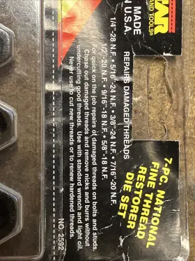 2592 KASTAR HAND TOOLS National Thread Restorer Kit #2