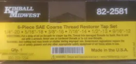 82-2581 KIMBALL MIDWEST Coarse Thread Restorer Tap Set #2