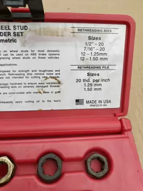 SRS25 MATCO TOOLS Wheel Stud Rethread Set Kit #2
