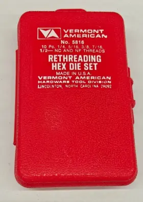 5816 VERMONT AMERICAN Rethreading Hex Die Set Nf Threads
