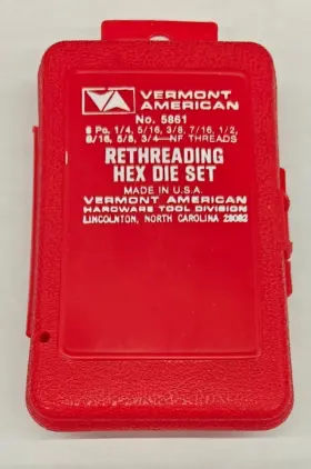 5861 VERMONT AMERICAN Rethreading Hex Die Set Nf Threads