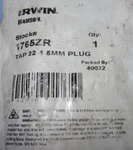 Irwin Hanson 1765zr Tap 22-1 5 Mm Plug. Fixed Price $16.95.