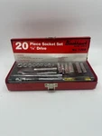 Vintage Brand New 20pc Blackhawk 1/4" Drive Sae Socket Set In Metal Case. Fixed Price $70.00.