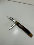 Sears Craftsman 95201 Knife Made In Usa 2 Ss Blades Wood Handles. Fixed Price $61.20.
