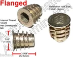 E-z Lok 1/4-20 Die Cast Zinc Hex Drive Threaded Insert Wood Flanged Unflanged. Fixed Price $19.99.