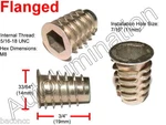 E-z Lok 5/16-18 Die Cast Zinc Hex Drive Threaded Insert Wood Flanged Unflanged. Fixed Price $10.99.